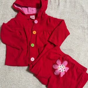 Carter's Red Hoodie with Buttons and Matching Pants